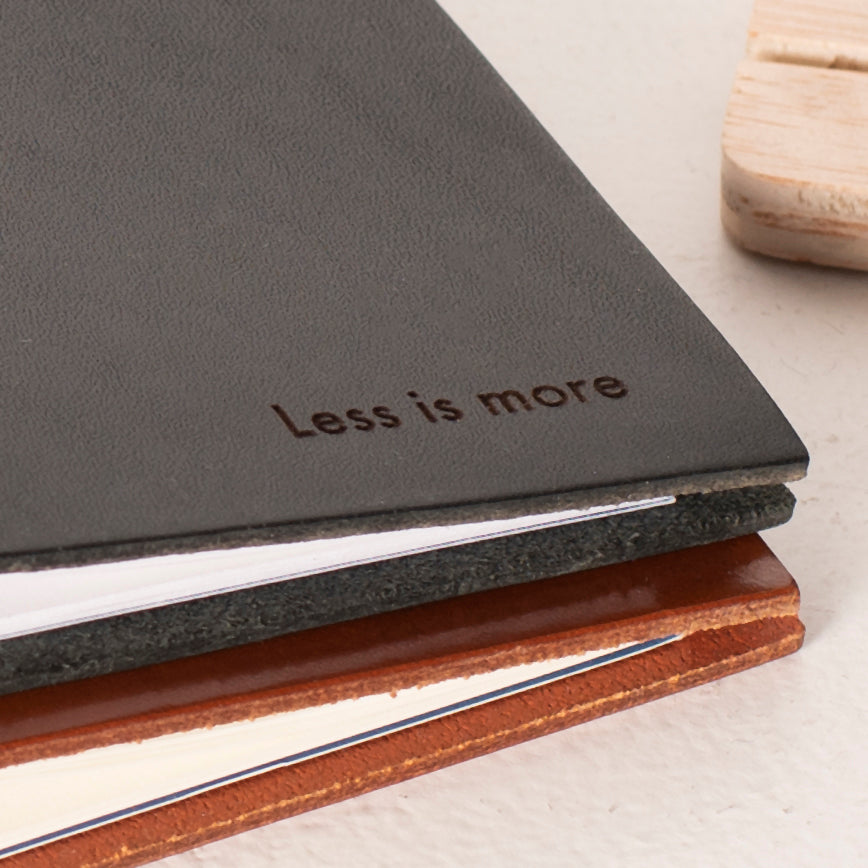 "Less is More" Pocket Size Leather Journal | Chestnut Color beamalevich architecture gift design gift art gift