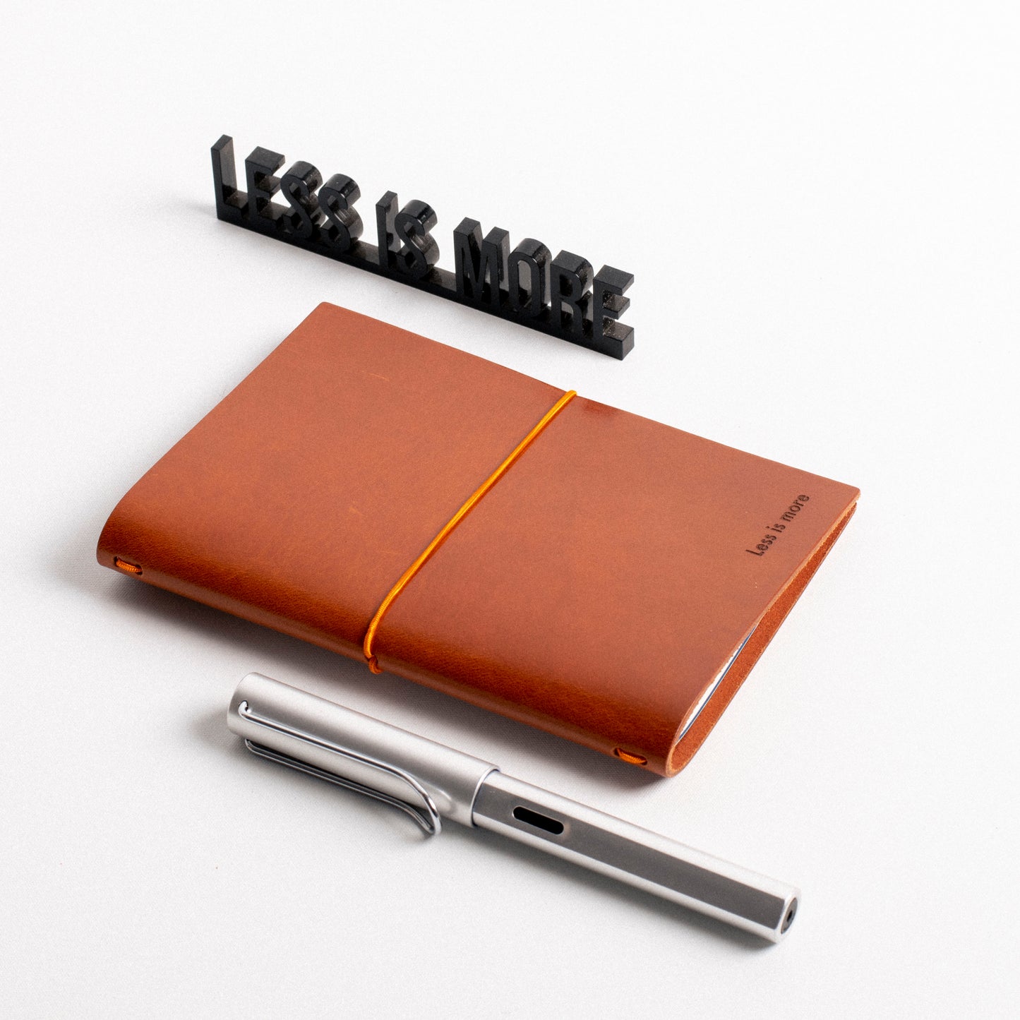 "Less is More" Pocket Size Leather Journal | Chestnut Color beamalevich architecture gift design gift art gift