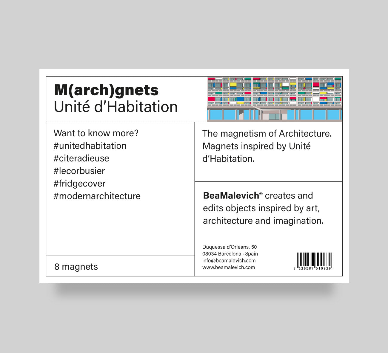 Unité d'Habitation Façade Mini Magnets beamalevich architecture gift design gift art gift