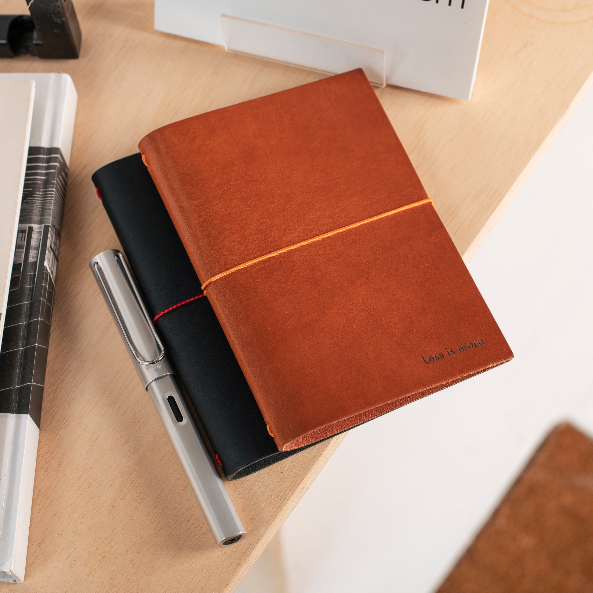 "Less is More" A6 Leather Journal | Black beamalevich architecture gift design gift art gift