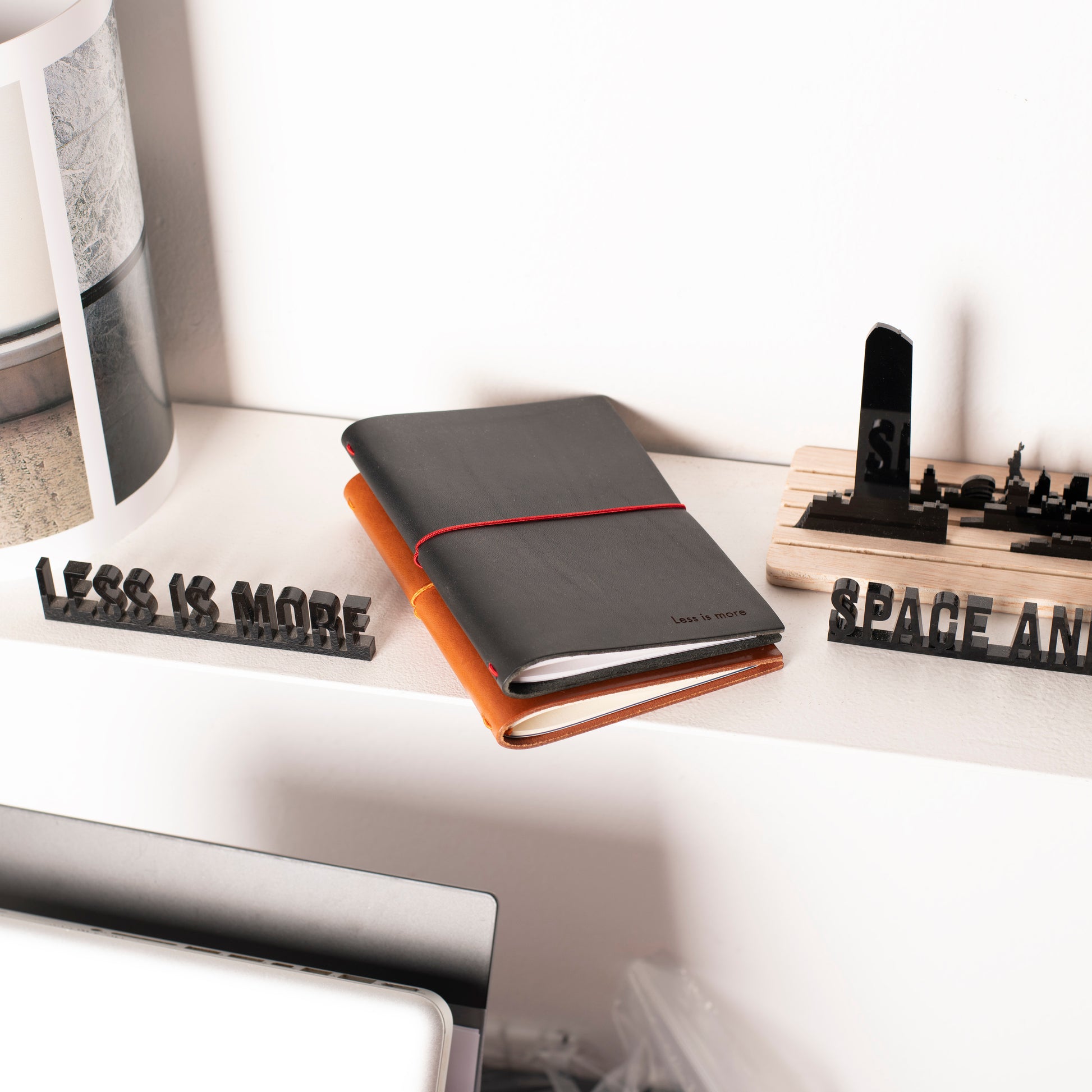 "Less is More" A6 Leather Journal | Black beamalevich architecture gift design gift art gift