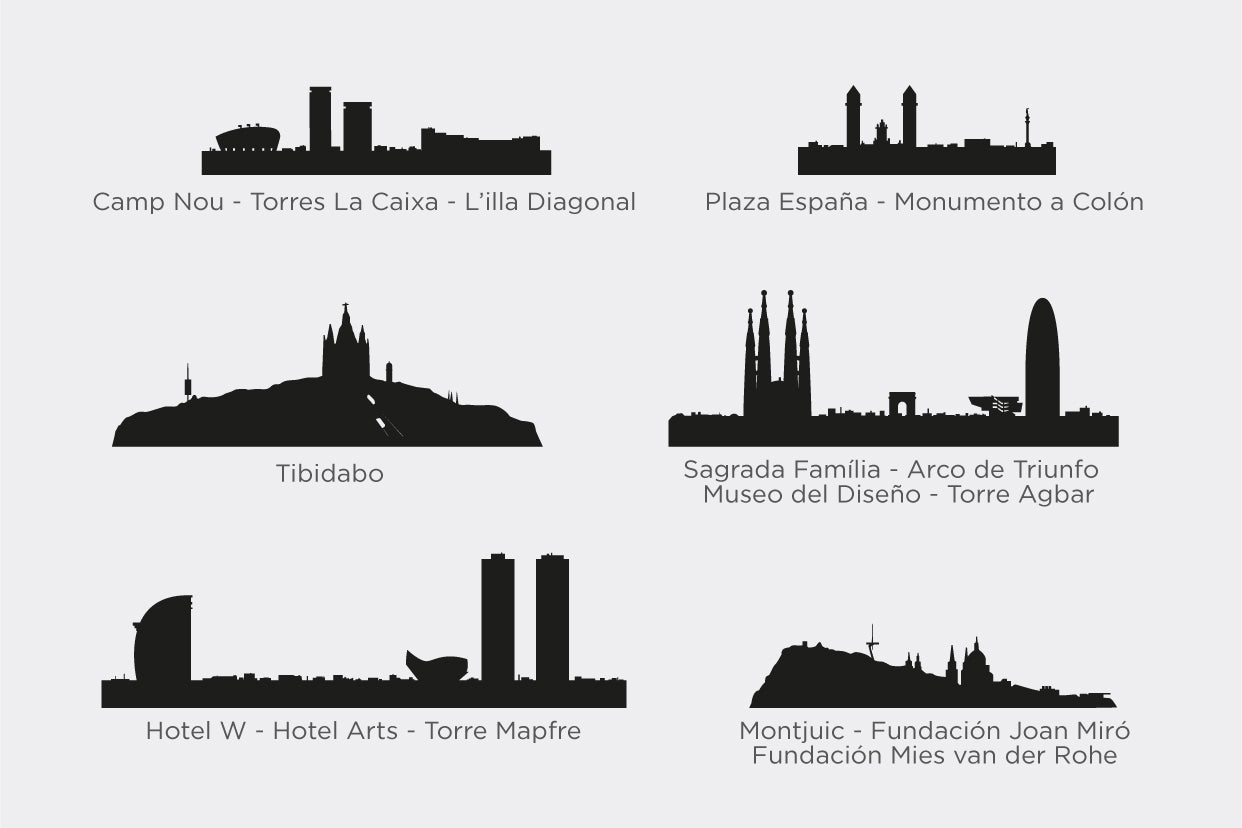 Shapes of Barcelona silhouette  beamalevich architecture gift design gift art gift