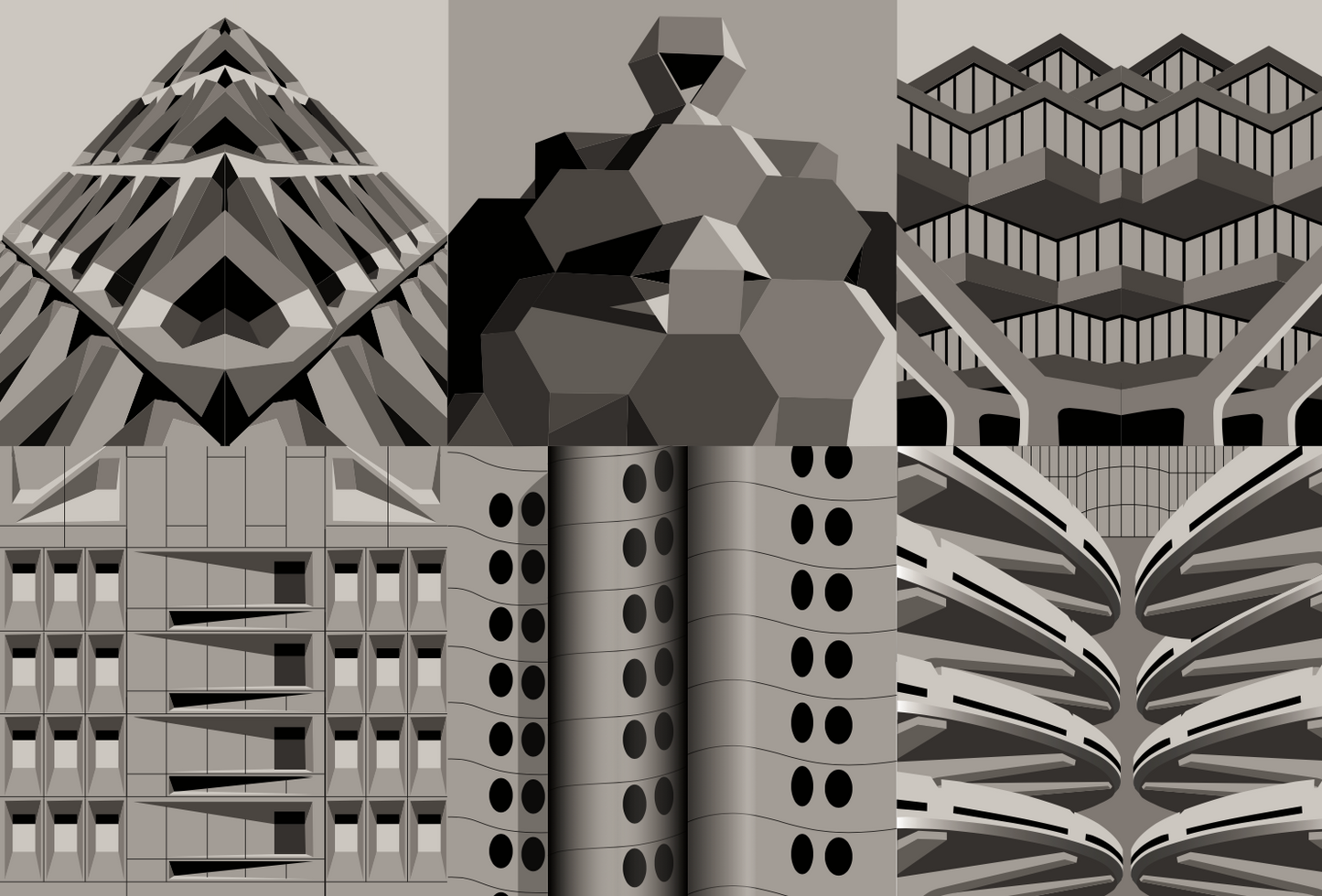 Façades of Brutalism mini puzzle  beamalevich architecture gift design gift art gift